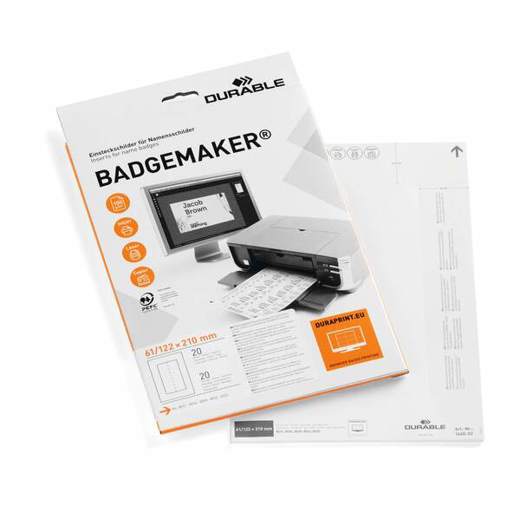 DURABLE BADGEMAKER® | Einsteckschilder 61/122?x?210?mm | weiss
