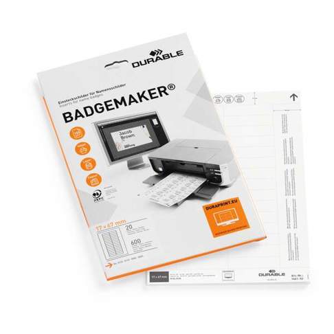 DURABLE BADGEMAKER® | Einsteckschilder 17?x?67?mm | weiss