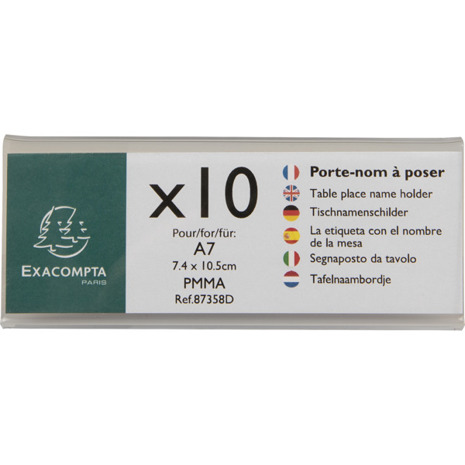 Exacompta - Namensschilder - Tischaufsteller - DIN A7 quer, doppelseitig, PMMA