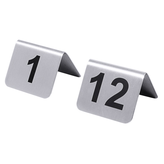 Contacto Bander - Tischnummernschild - 1054/612 - Tischaufsteller - Edelstahl 18/10, seidenmatt poliert, 5,3 x 4,5 cm