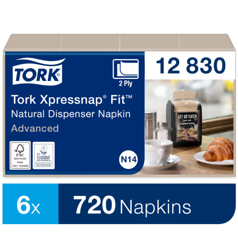 Tork - Servietten Xpressnap Fit - 12830 - Spenderserviette - natur, 2-lagig, 720 St.