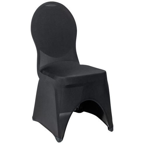 Stretch-Stuhlhusse Bankett rund mit Aussparung; 40x44x95 cm (BxLxH); schwarz