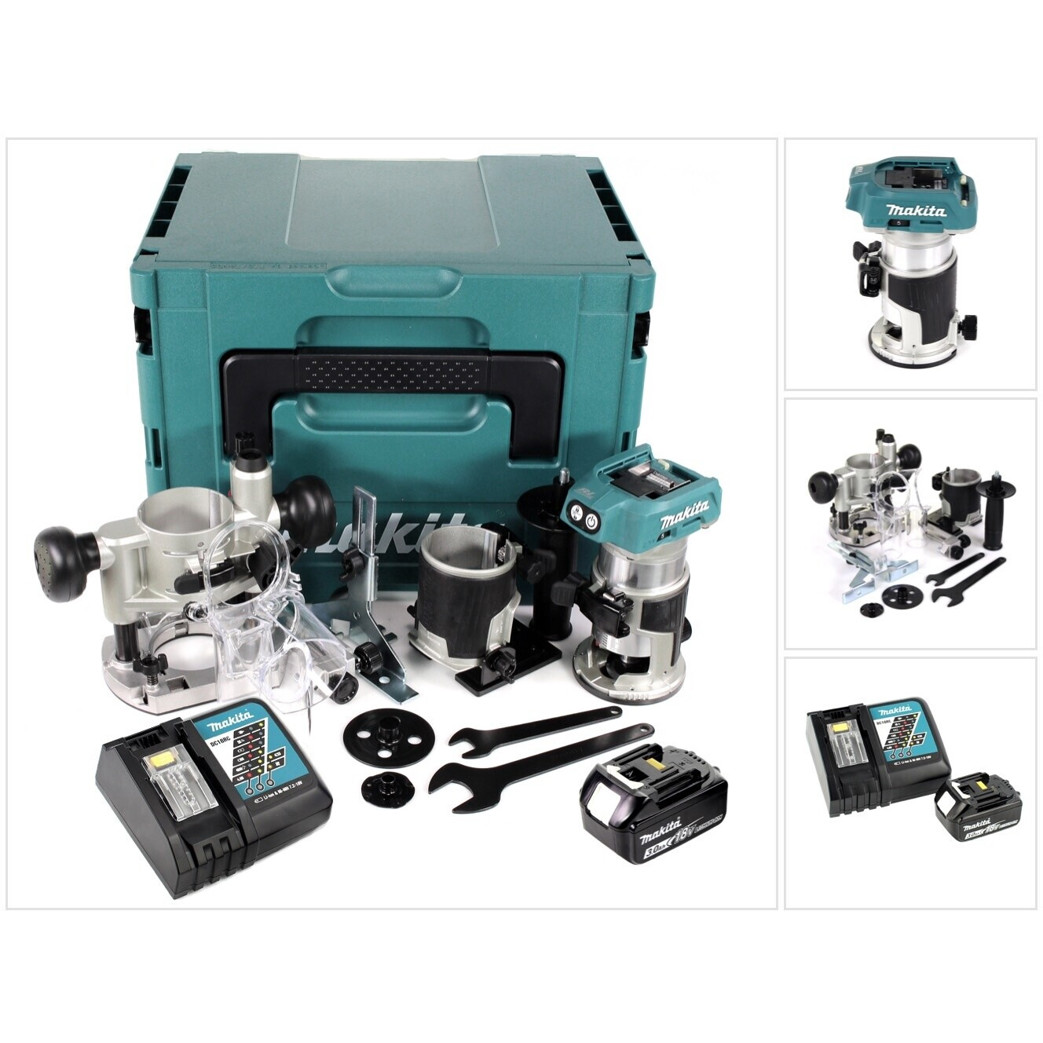 Makita - DRT50RF1J - Oberfräse, Kantenfräse - Akkubetrieb, 18 V, Sanftanlauf