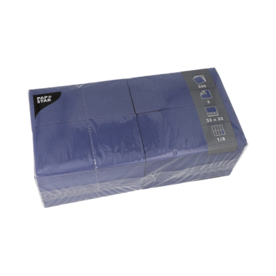 PAPSTAR - Papierserviette - 84576 - Servietten - Blau, 3-lagig, 330x330 mm