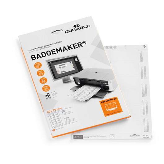 DURABLE BADGEMAKER® | Einsteckschilder 40?x?75?mm | weiss