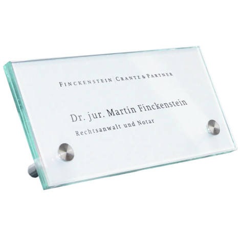 Wolk - Tischaufsteller Cristallo - CR2910 - Tischaufsteller - ESG-Glas, Edelstahl, 15x7x4.4 cm