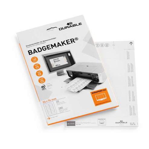 DURABLE BADGEMAKER® | Einsteckschilder | 34 x 74 mm | weiß