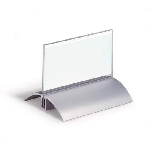 Durable - DESK PRESENTER DE LUXE - Tischnamensschild - Transparent, Aluminium, 100x52 mm