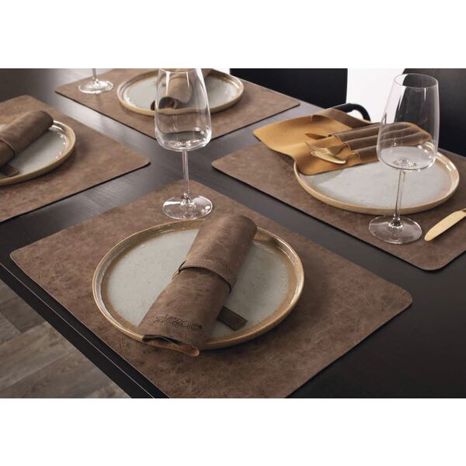 ZICZAC - Truman - Platzmatten - oval, Lederoptik, Schwarz