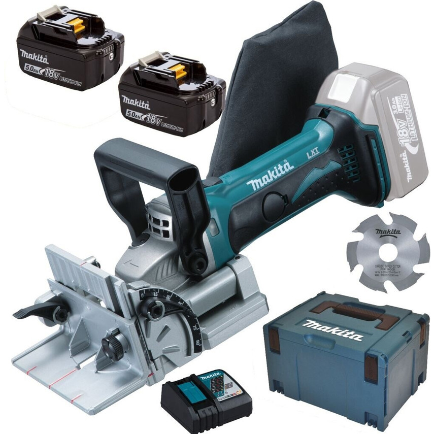 Makita - DPJ180RTJ - Flachdübelfräse - Akkubetrieb, 18 V, 5 Ah