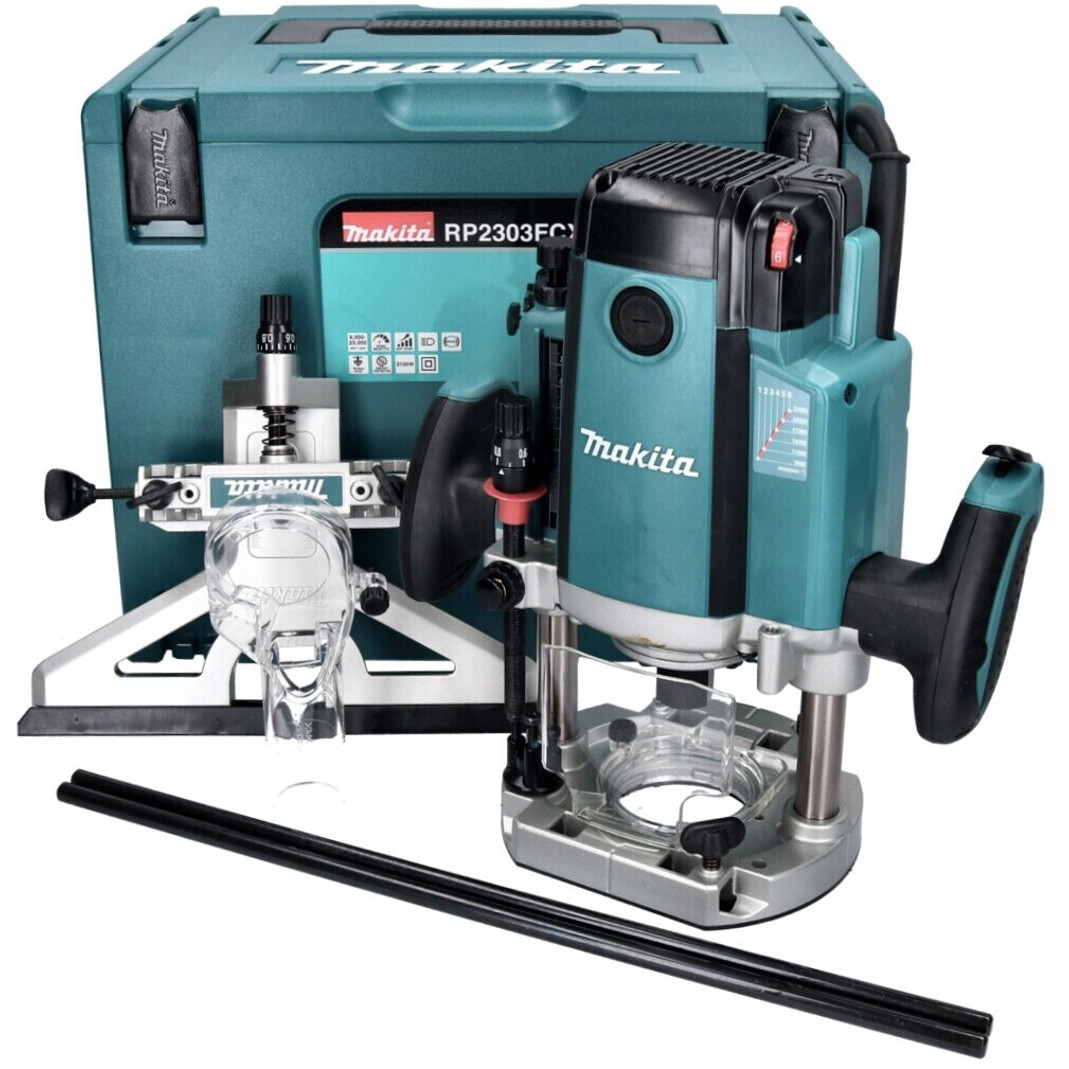 Makita - RP2303FCXJ - Oberfräse - 2.300 Watt, 70 mm Fräskorbhub, Sanftanlauf