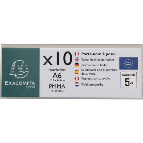 Exacompta - Namensschild Set - Tischaufsteller - DIN A6, beidseitig, horizontal